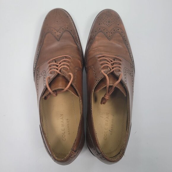 Cole Haan Grand OS Men's Brown Leather Wingtip Lace Up Oxfords US Size 10.5M - Picture 5 of 8